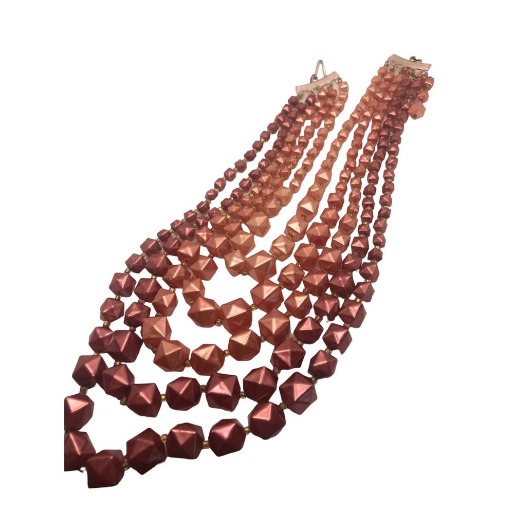 Vintage Statement 5 Strand Cube Retro Hong Kong Necklace